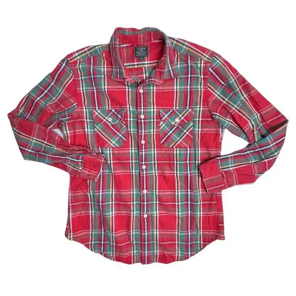 Lot of 5 Plaid Shirts Men's L/XL Plaid Button Down Shirts Woolrich J. Crew EUC - Picture 5 of 13